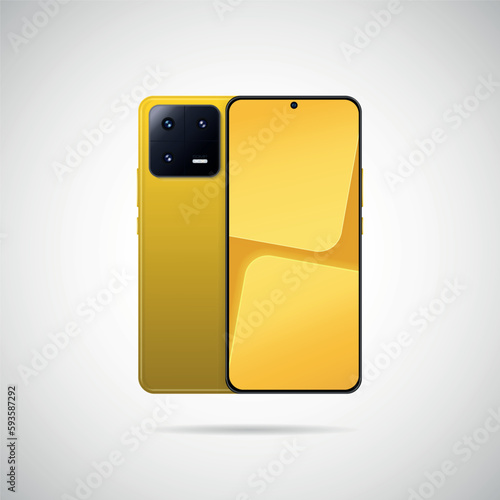 Realistic smartphone with back illustration.