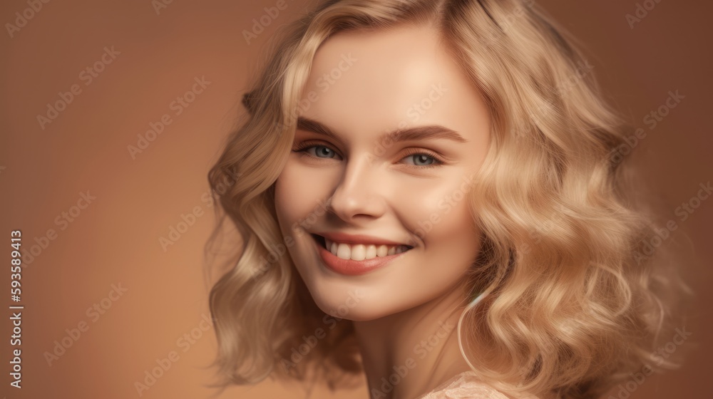 portrait of a woman Beauty blonde hair smiling on beige background , Generative AI
portrait of a woman Beauty blonde hair smiling on beige background , Generative AI