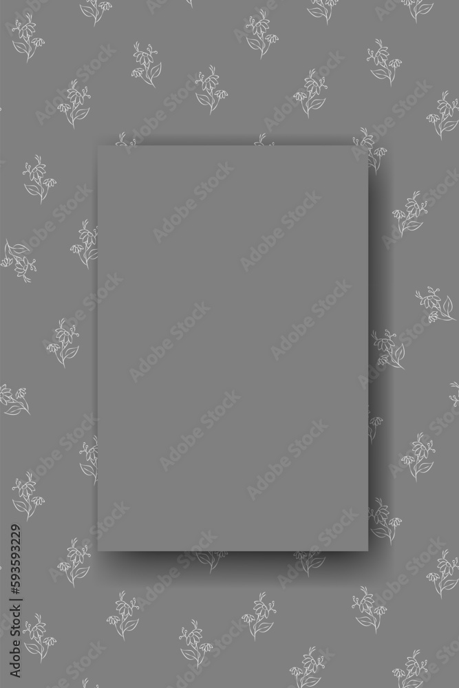 Vector. Chamomile flower background, copy space for text. Vertical template for cards, wedding invitations, party invitations, flyers, covers, brochures, social networks. Hand-drawn sketch. Gray.