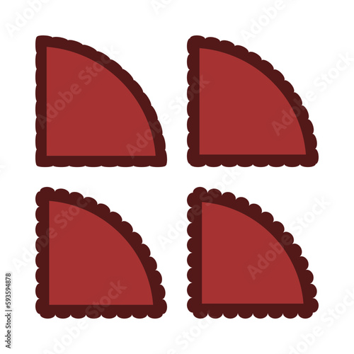Scallop Edge Quarter Circle Red Shapes