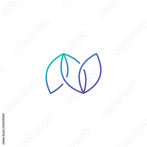 Leafy letter N logo. Vector