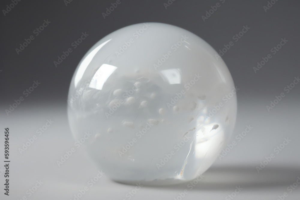 Glossy white ice ball. Generative AI Glossy white ice ball. Generative AI