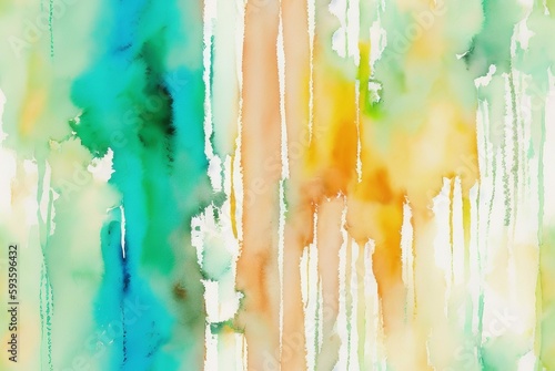 Orange and Teal Vertical Painted Lines Abstract Seamless Tile Watercolor-Style Texture [Generative AI]