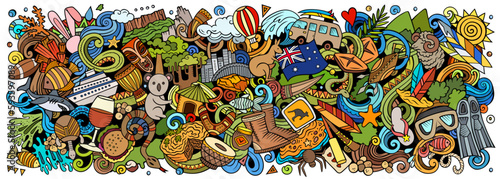 Australian culture doodle cartoon funny banner