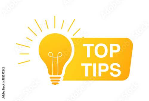 Top tips geometric message bubble with light bulb emblem. Banner design for business and advertising. Vector illustration. 