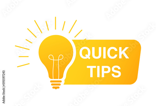 Quick tips geometric message bubble with light bulb emblem. Banner design for business and advertising. Vector illustration. 