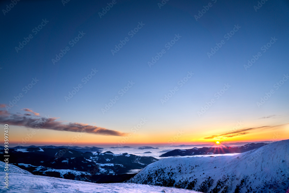 Spring sunsise in Carpathians