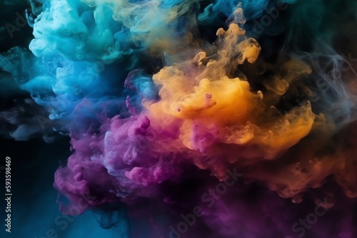 Colorful galaxy cloud nebula in the universe, wallpaper. Generative AI