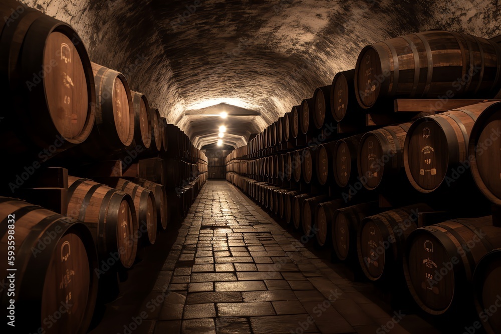 Port wine stored underground. Generative AI