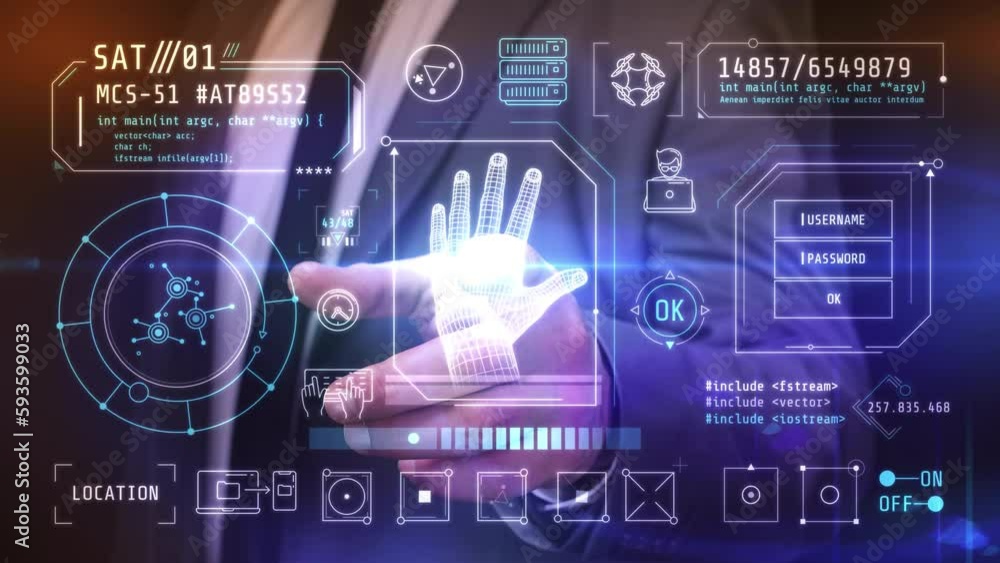 Infographics about digital security on the background of a man. Infographics about digital security on the background of a man.