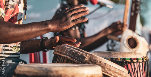 Dynamic performance of Djembe drumming during a live concert