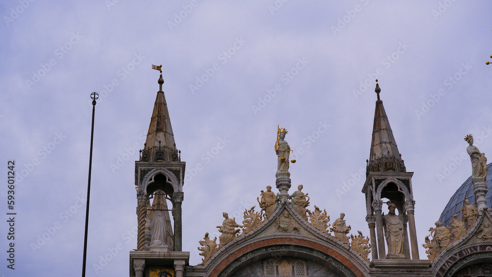 West facade of Saint Mark's Basilica in Venice, Veneto, Italy