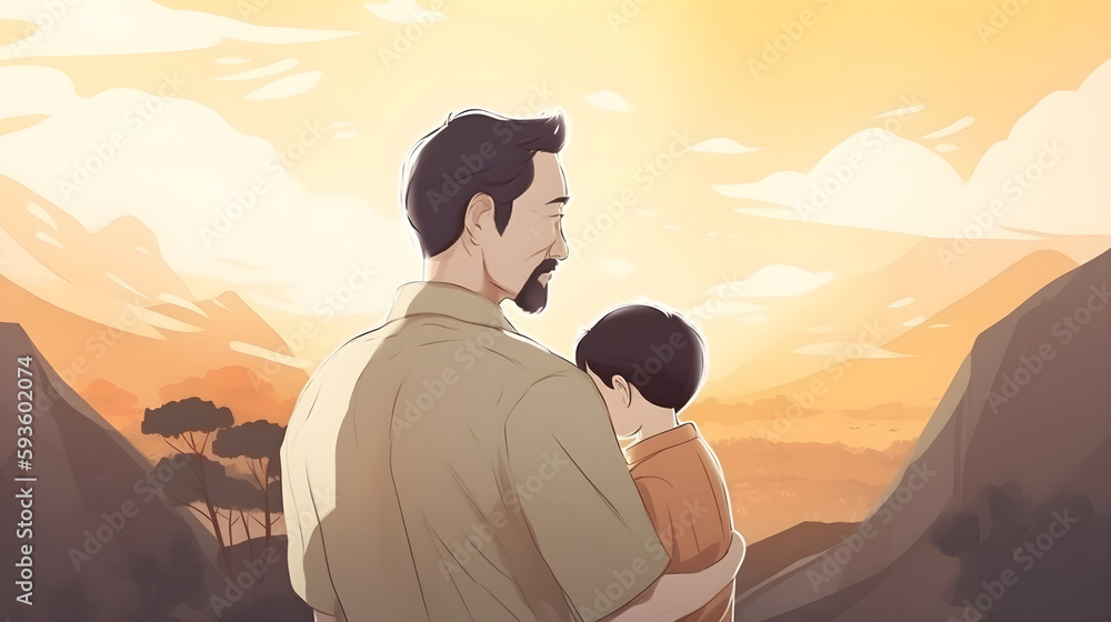 Fathers Day concept with father and his child