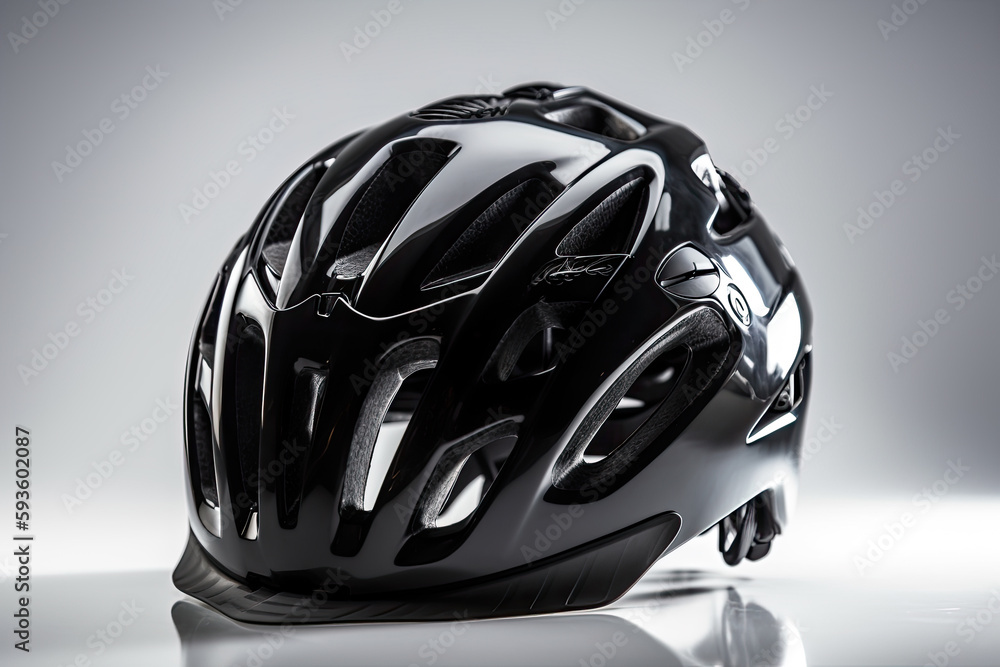Fototapeta premium cycle helmet isolated on black created with Generative AI technology