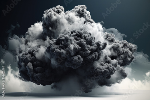 black smoke isolated on white created with Generative AI technology