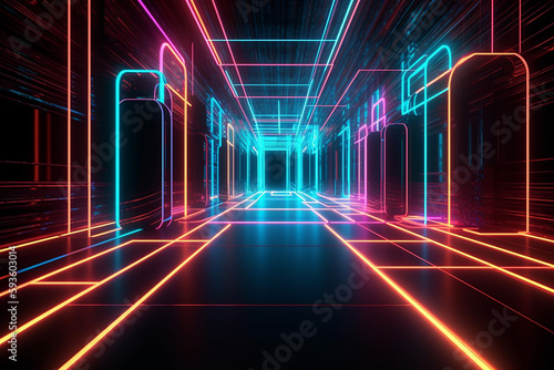 Wallpaper Mural Abstract Neon Perspective Background Torontodigital.ca