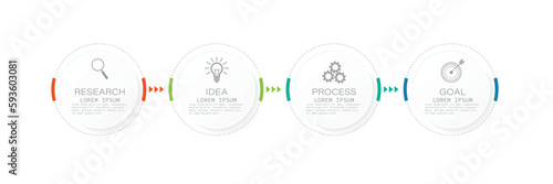Business infographic circle shape four option, process or step for presentation. Can be used for presentations, workflow layout, banners and web design. Business concept with 4 options, steps, parts.