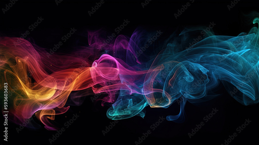 Abstract colorful smoke. Neon cyberpunk background. Futuristic radiance. Generative AI.