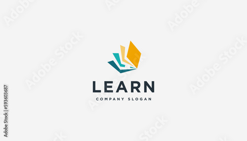 Book Logo Education Flat Vector Design template element.