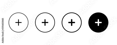 Add, new, plus icon symbol - create icons, more button in filled, thin line, outline and stroke style for apps and website