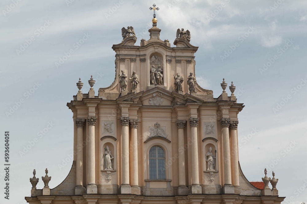 Facade of the Roman Catholic Church of the Visitants in Warsaw, Poland