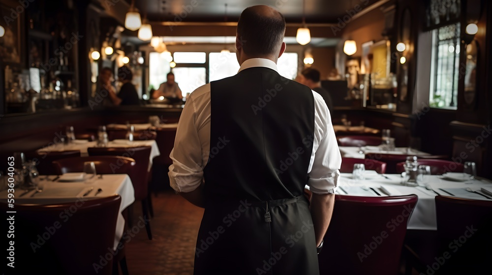 Un serveur vu de dos dans un restaurant Stock Illustration | Adobe Stock