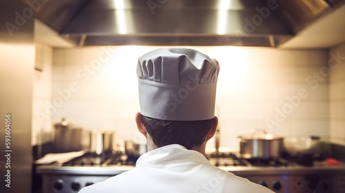 Un cuisinier vu de dos dans un restaurant