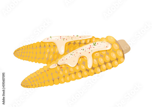 Concept Welcome to Mexico corns. The illustration is a flat, vector design featuring a concept of Mexican cuisine. Vector illustration.