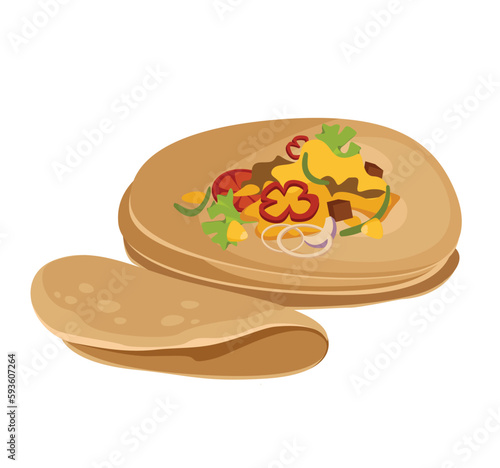 Concept Welcome to Mexico tortillas. The illustration features a flat and colorful vector design of a concept related to Mexico. Vector illustration.