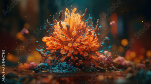 Surreal & Psychedelic flower illustration. Generative AI. 