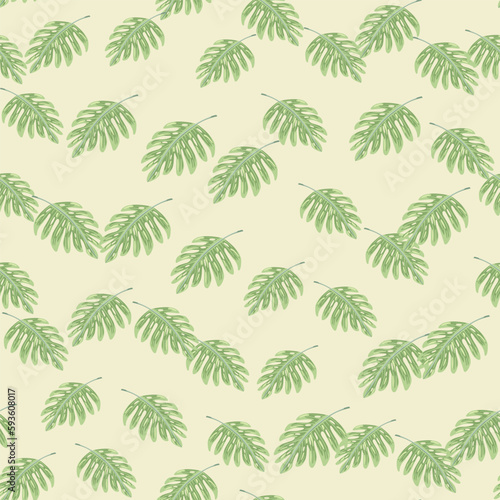 Abstract exotic plant seamless pattern. Botanical leaf wallpaper. Tropical pattern  palm leaves floral background.