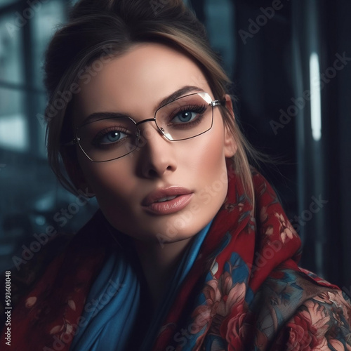  Young and Beautiful Model Embodying Success, Independence and Confidence for Fashion Magazine