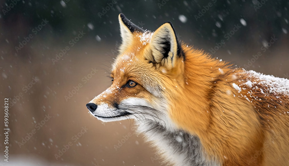 Obraz premium 雪の中の狐 | fox in the snow Generative AI