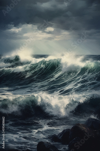 Stormy Ocean Waves  A Painting of Dramatic Waves in a Storm