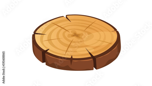 Concept Wood and carpentry. This illustration features a round wood board in a flat, vector style, perfect for use in a variety of design projects. Vector illustration.