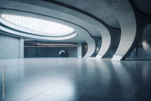 Papier peint 3d render of abstract futuristic architecture with concrete floor