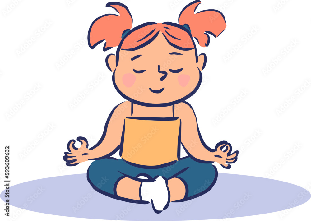 Yoga enfant fille rousse posture assise Sukhasana Yoga enfant fille rousse posture assise Sukhasana