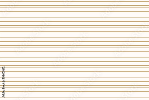 Simple golden horizontal stripes pattern. Seamless background with thin straight lines. Stylish abstract geometric striped texture. Gold and white color. Luxury repeat geo design for decor, textile