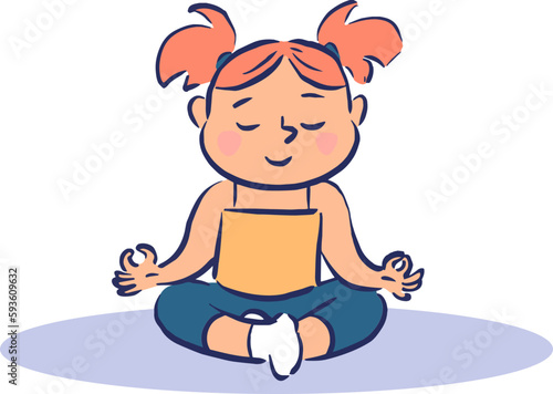 Yoga enfant fille rousse posture assise Sukhasana