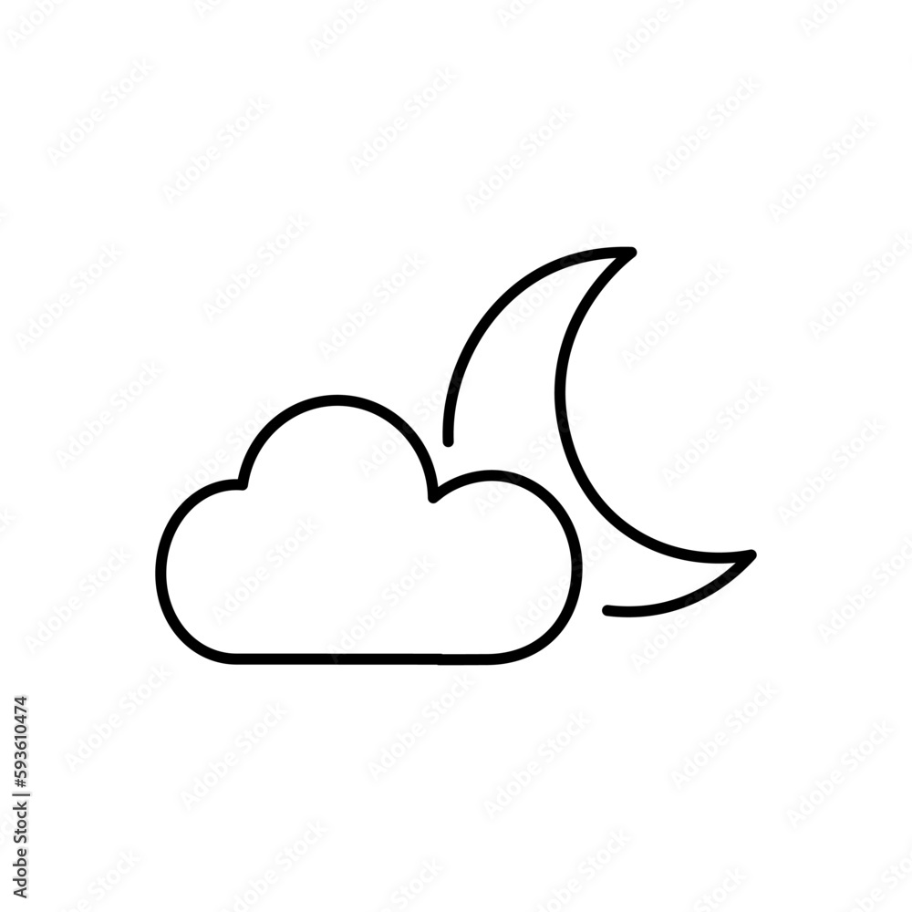 Night icon vector illustration on white background. cloud moon Night icon vector illustration on white background. cloud moon