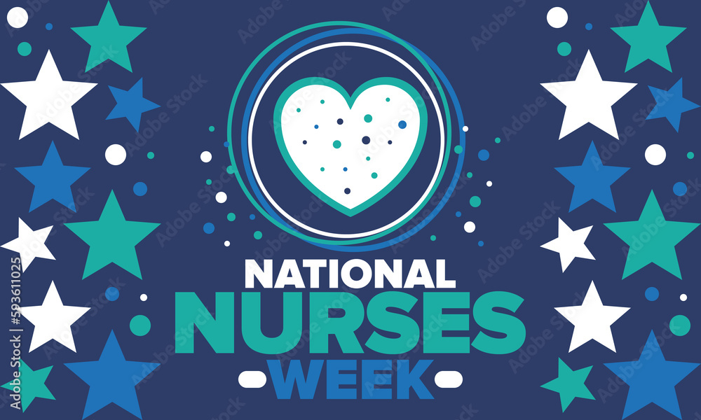 Fototapeta premium National Nurses Week. Thank you nurses. Medical and health care concept. Fighters against viruses and diseases. In honour of the doctors. Celebrated annual in United States. Vector illustration poster