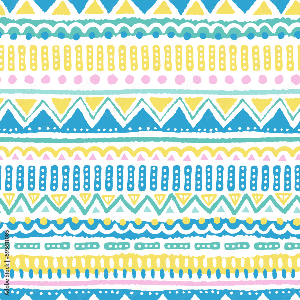 Fototapeta premium Hand drawn abstract seamless pattern, ethnic background, african style - great for textiles, banners, wallpapers, wrapping - vector design