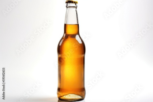 light beer in a bottle  isolated on white. Generative AI