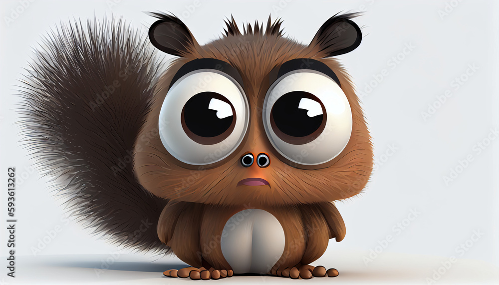 Cartoon squirrel with big eyes and big eyes Ai generated image Stock