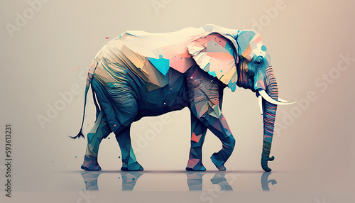 Elephant animal abstract wallpaper. Soft background tusker in Pastel colors generative ai