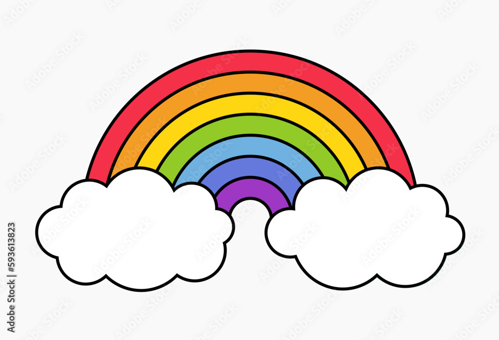 Rainbow icon with clouds isolated on white background. Rainbow icon with clouds isolated on white background.