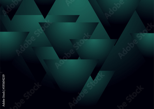 Dark turquoise triangles geometric tech abstract background. Vector minimal design