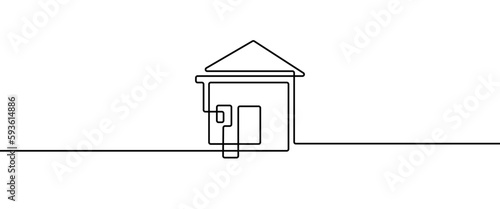 House shape drawing by continuos line, thin line design vector illustration