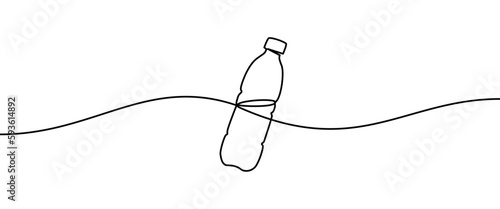 Water Bottle drawing by continuos line, thin line design vector illustration