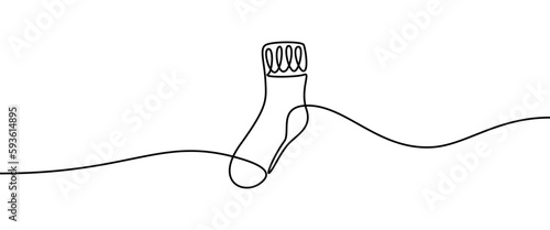 Sock shape drawing by continuos line, thin line design vector illustration